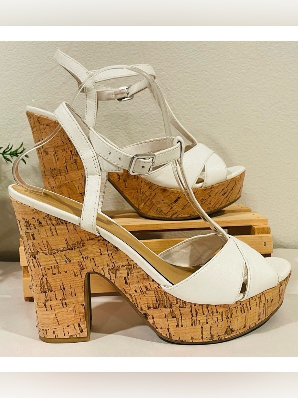 Sun + Stone “Jamie” T-Strap Platform Dress Sandals | Cork Soles | Macy's Size 9